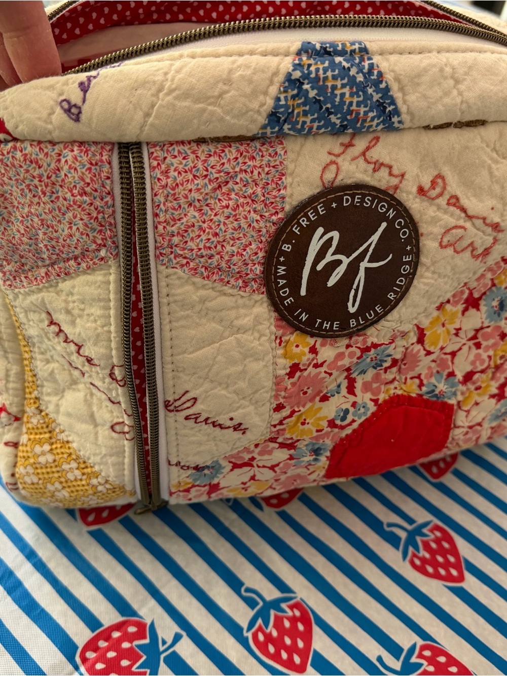 Quilted Floral Crossbody Bag - Cream, Red, Yellow, Blue